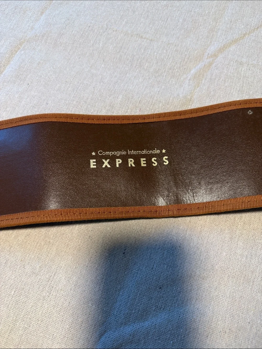 Vintage Express Wide Tapestry Leather Waist Belt Geometric Aztec Boho Cinch
